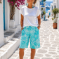 Yippie Hippie Ibiza Dreams Bermuda Shorts Turquoise – Exclusive Boho Shorts with Allover Print 🌴💙