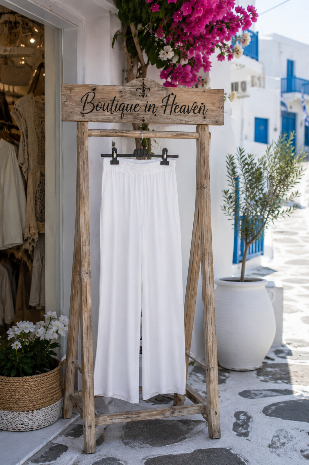 Lumina Damen Viskosehose Weiß – Elegante Sommerhose mit Gummibund & Seitentaschen | Premium Boutique Look