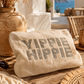 Cosmetic Bag Beige – Teddy Look with Sequins "Yippie Hippie" | Make-up Bag with Zipper
