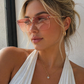 Oversize Damen Sonnenbrille Rosé-Gold – UV400 Schutz – Strass V Design Trend 2026