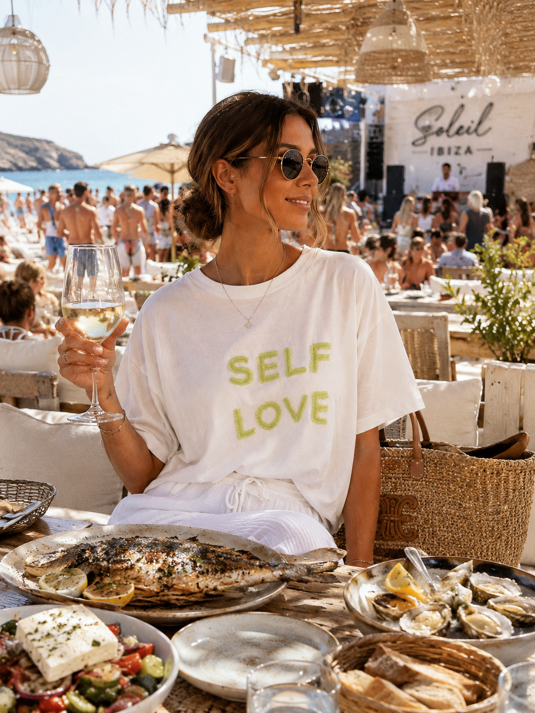 ☀️ Self Love Beach Club Damen Shirt – Trendiges Oversize T-Shirt 38-42