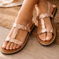 Damen Sandale Rose Gold mit Metallelementen-Sommerschuhe 2026