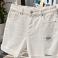 S.Woman Damen Jeans Shorts Weiß mit Destroyed Details – Baumwolle Stretch XL