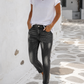 S-Woman Black Denim Jeans | Damen Stretch Jeans mit Umschlag | Schwarz Washed