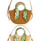 Damen Strohtasche Boho – Schultertasche & Crossbody mit Tuch | Sommer Tasche Urlaub