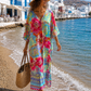 Yippie Hippie Sommerkleid Damen – Maxikleid aus Viskose mit Blumenprint