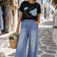 Lyocell Damenhose Jeanslook – Weite Sommerhose mit Gummibund in Mittelblau | 38–42