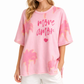 Yippie Hippie Oversize Damen T-Shirt Pink mit Print – Casual Sommer Shirt