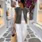 ✨ Yippie Hippie Metallic Weste – Exklusiver Glamour-Look in Grau