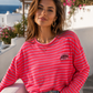 Striped Women's Cotton Sweatshirt – Orange, Purple & Pink | Size 38–42