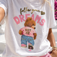 Damen T-Shirt Weiß mit Teddy Print – Follow Your Dreams – Baumwolle mit Elasthan – Gr. 38–42