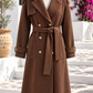 Damen Trenchcoat mit Bindegürtel und goldfarbenen Knöpfen – Schwarz oder Dunkelbraun – Größe 38–42
