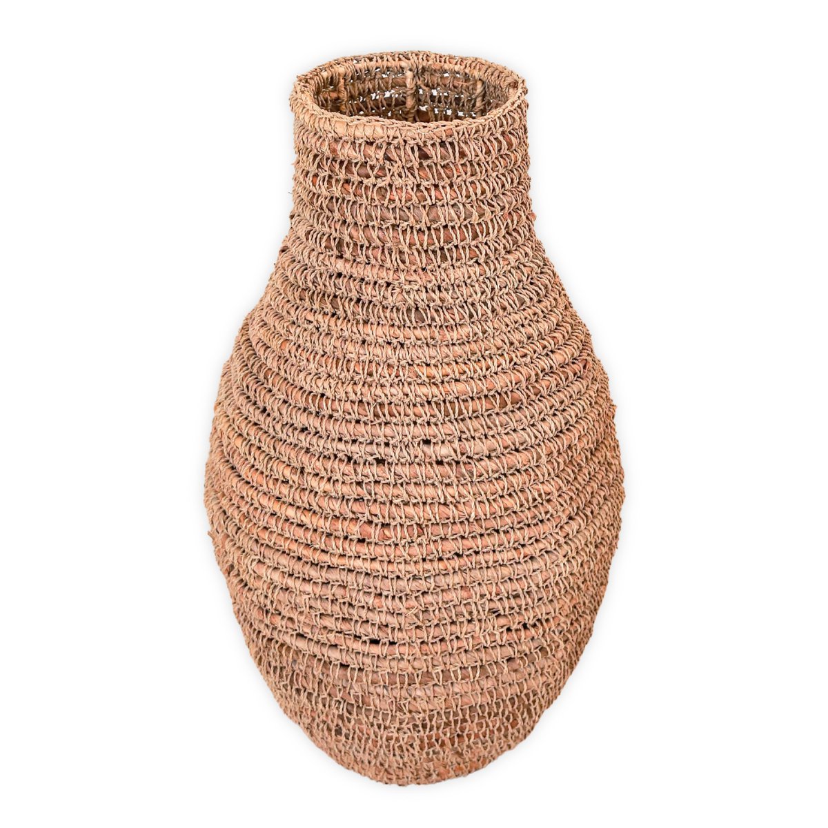 Gewebte Boho-Vase SAKRA aus Bananenfaser und Bast