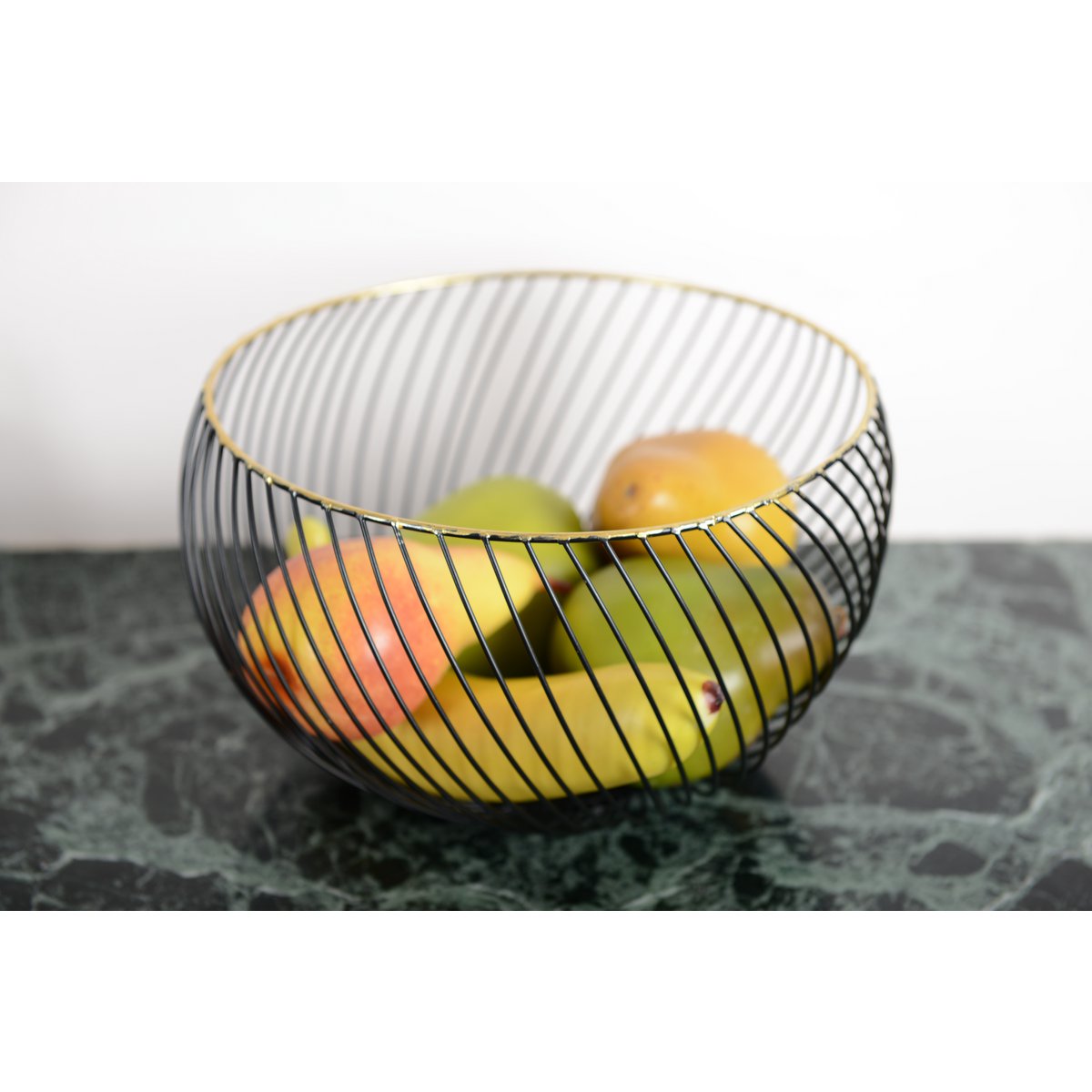 OBSTKORB SCHWARZ MIT GOLDENEM RAND 22,5X22,5X14,5CM