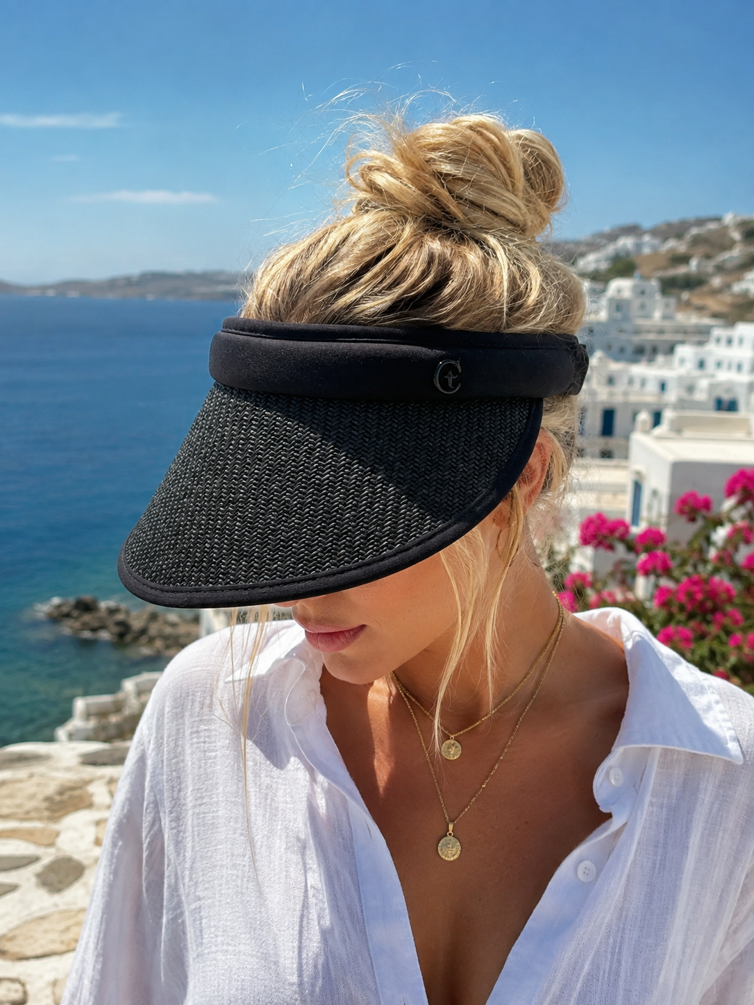 Damen Sonnenvisier Sommerhut – Strohhut aus recyceltem Papier mit UV-Schutz – stylisch & leicht