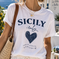💙 Sicily Love Shirt – Italienisches Baumwollshirt mit Herzprint | 38–42 💙
