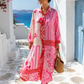 Yippie Hippie Curvy Oversize Shirt Dress Pink-Red – Exclusive Boho Summer Dress Made of Viscose