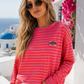 Striped Women's Cotton Sweatshirt – Orange, Purple & Pink | Size 38–42