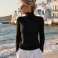 Damen Rollkragenpullover mit Lurex Glitzer – Viskose Mix 38–42 Braun und Schwarz