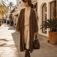 Damen Long Cardigan Braun offen Oversize Mantel 38–42