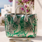 Damen Shopper Tasche Metallic Silber Grün – Handtasche mit Reißverschluss & Crossover mittelgroß