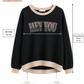 Leichter Damen Sweater aus Viskose – Oversize Pullover mit Glitzer-Schriftzug HEY YOU (38-42)