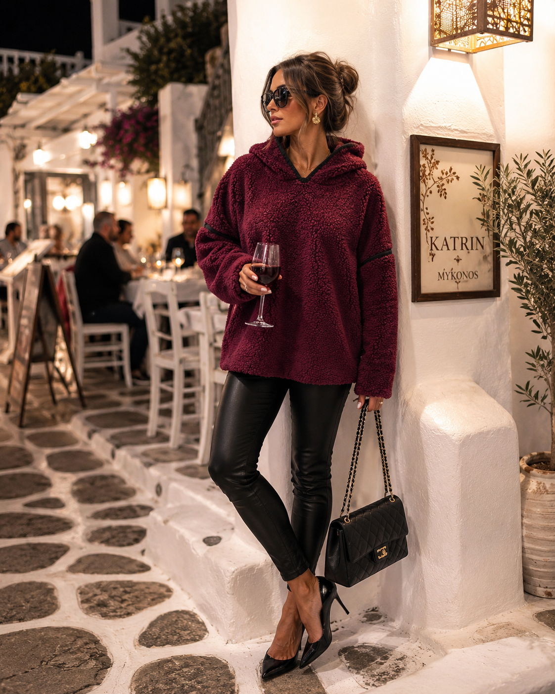 Women's Hooded Sweatshirt Teddy Fleece Look Various Colors (38-42)