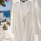 Damen Blazer Weiß Oversize | ANCORA Longblazer mit Revers | Größe 38–42+ | Eleganter