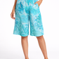 Yippie Hippie Damen Bermuda Shorts Türkis Batik – knielang mit Gummibund