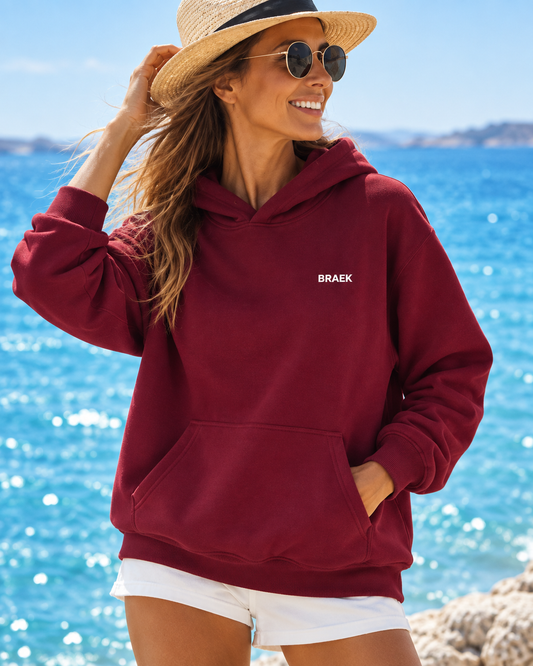 Unisex Hoodie Bordeaux Rot | Oversize Kapuzenpullover Damen & Herren | Premium Baumwoll Hoodie
