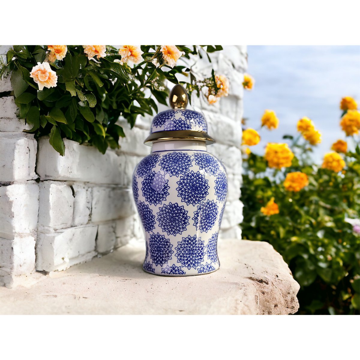 GROßE Größe - Blaue und weiße Porzellan-Blumenvase (für die Küche zu Hause)