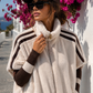 Kuschelige Teddyjacke Damen Beige – Oversize Jacke mit Reißverschluss & Strickärmeln 38–44