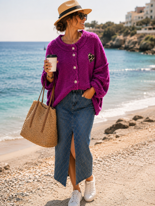 💜 Berry Chic Teddy Jacket - Your New Statement Piece! 38-44