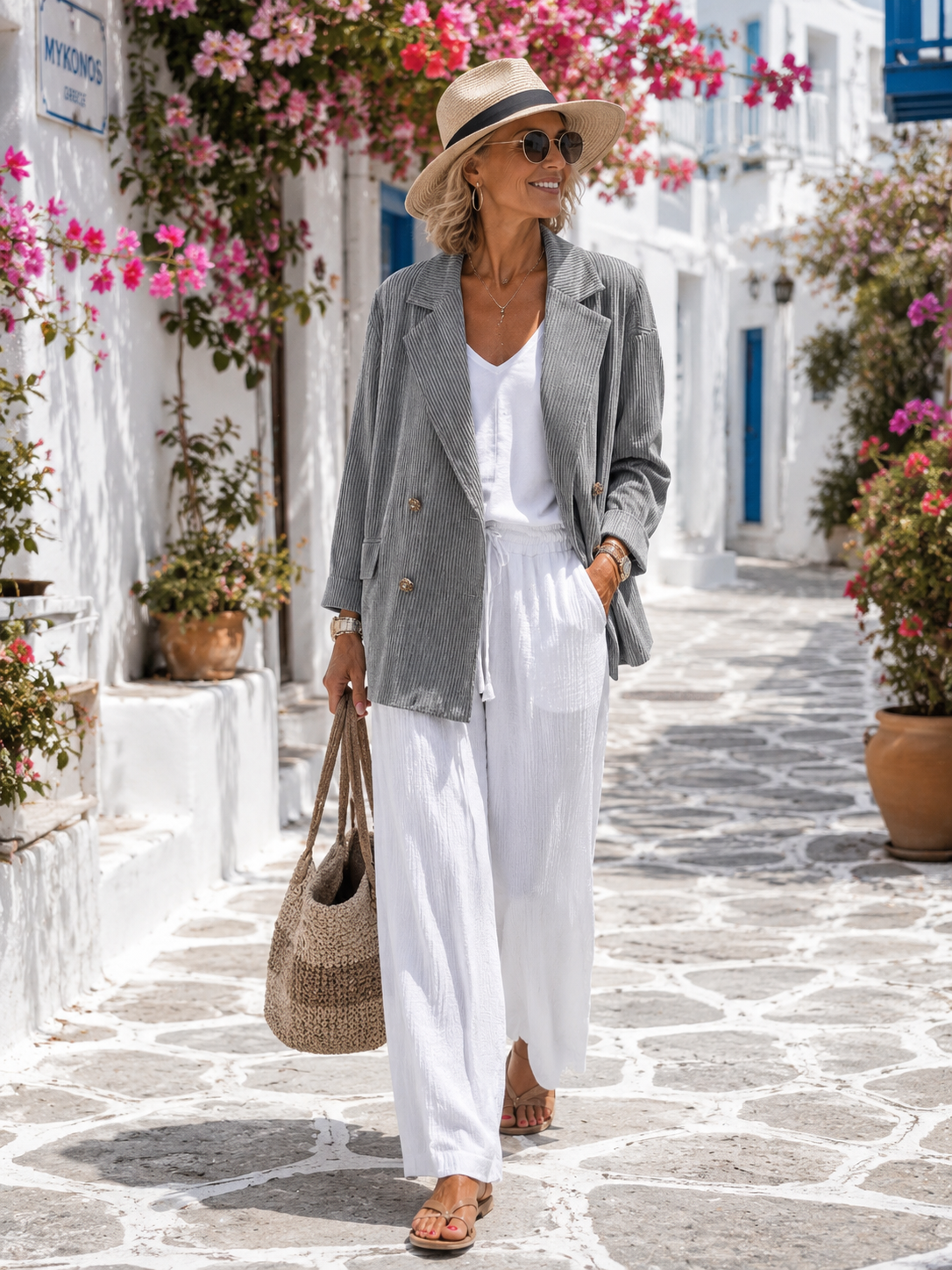 Yippie Hippie Oversize Blazer Grau | Glitzer Cordoptik Damen Blazer mit Elasthan