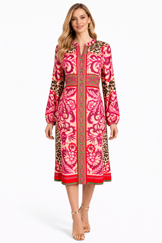 Yippie Hippie Sommerkleid Damen – Rotes Maxikleid mit Taschen