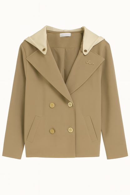 Blazer mit Kapuze in Beige I Weiss