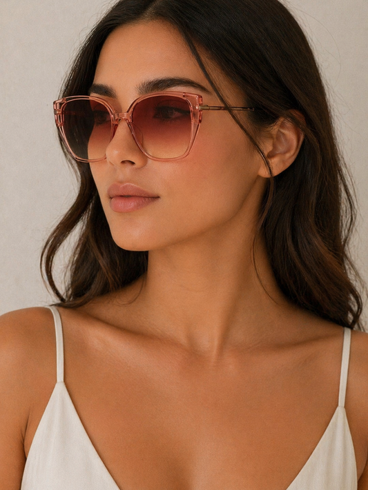 Damen Sonnenbrille Rosa – Cat Eye Statement Shades mit Verlaufsgläsern | Trend Fashion Brille