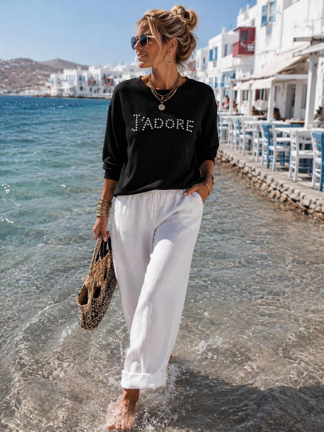 ✨ Women's Sweatshirt "J'Adore" - Rhinestone Statement Sweatshirt | 4 Colors | 38–42