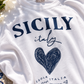 💙 Sicily Love Shirt – Italienisches Baumwollshirt mit Herzprint | 38–42 💙