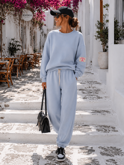 ✨ Namaste Sunshine Lounge Set Gelb Hellblau Braun Rosa – Flauschiger Damen Zweiteiler mit Baumwolle 38-42