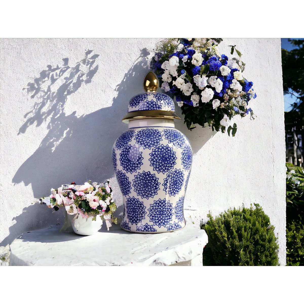 GROßE Größe - Blaue und weiße Porzellan-Blumenvase (für die Küche zu Hause)