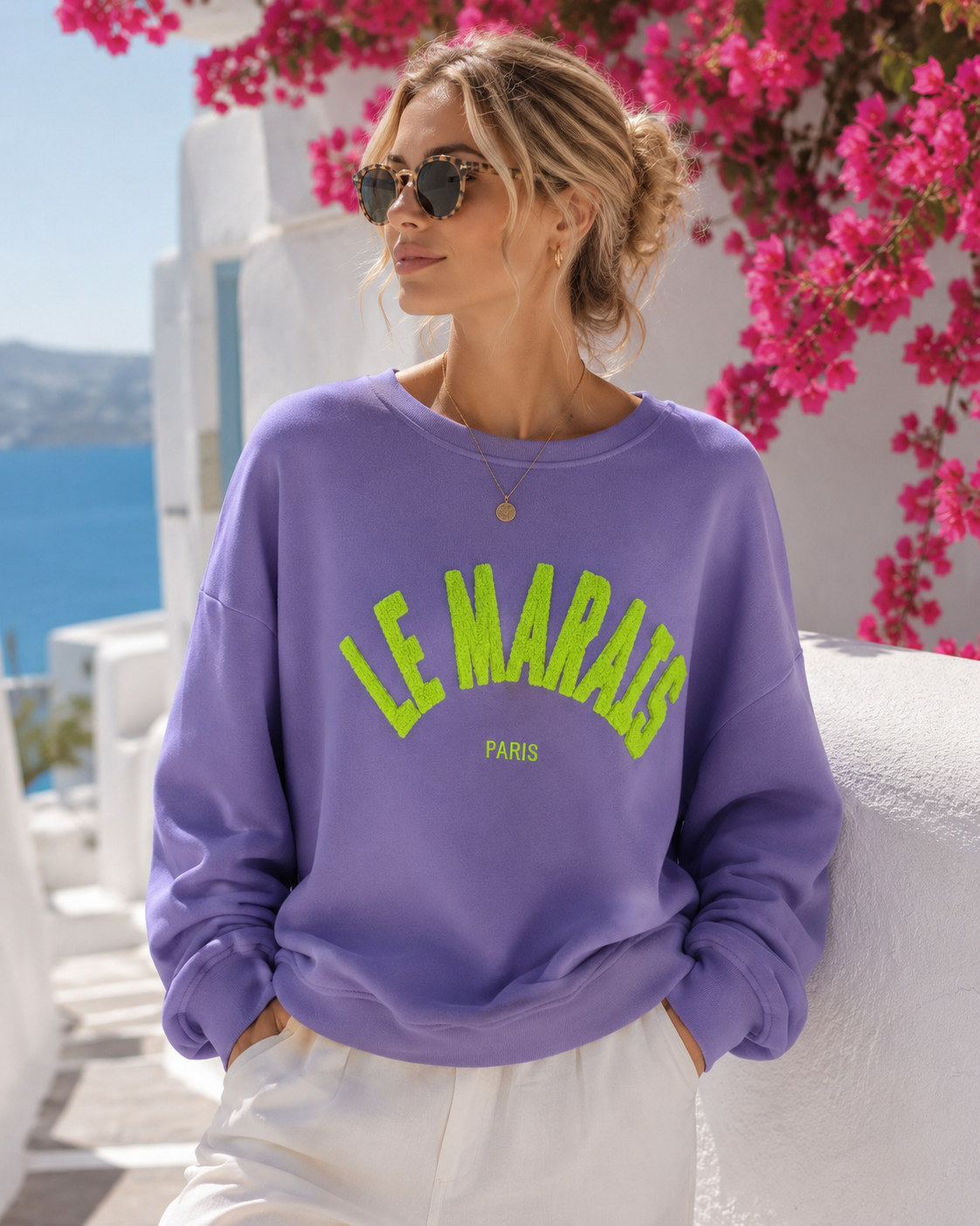 Women's Oversized Sweatshirt Neon Colors – Le Marais Paris Pullover with 3D Print | Trend Statement