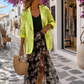 Lemon Glow Blazer – Metallic Look Oversize Blazer | Statement Piece in Lime Green 38-42+