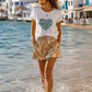 💚 Statement T-Shirt Herz Grün – Glitzer & Strass | Baumwollshirt S/M