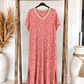 Boho Midikleid Leo Damen – Sommerkleid Leopard Print Rot-Beige | Viskose | Gr. 38–42