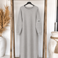 Women's Boho Casual Dress – Grey Sweatshirt Midi Dress (US 10-18)