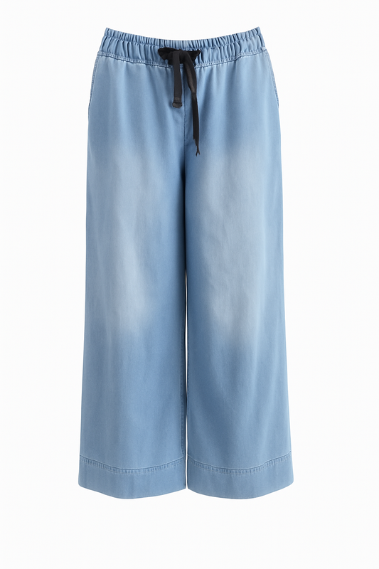 Leichte Denim Wide-Leg Hose