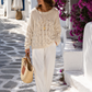 Boho Strickpullover grobmaschig in Creme – Oversize Damenpullover | 38–44