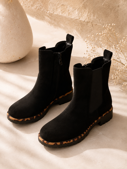Women's Ankle Boots with Leopard Print