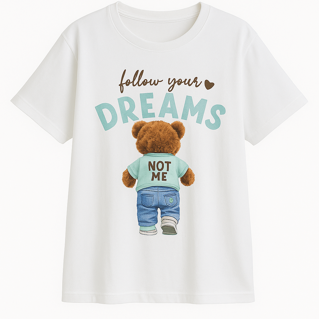 Weißes T-Shirt "Dreamy Bear Mint" – Trau dich, anders zu sein!